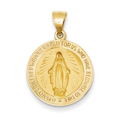 Miraculous Medal Pendant 14k Gold Polished and Satin XR1273, MPN: XR1273, 886774619354