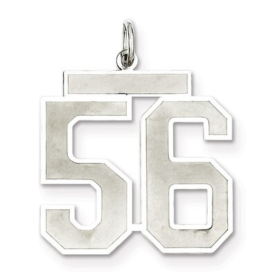 Pendant Number 56 Satin Sterling Silver Large QPP56, MPN: QPP56, 191101281952
