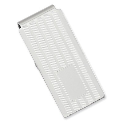 Lined Engravable Hinged Money Clip Rhodium-plated KW665, MPN: KW665, 191101076619