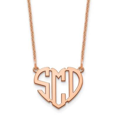 Cut Out Heart Monogram Necklace 14k Rose Gold Polished XNA895R, MPN: XNA895R,