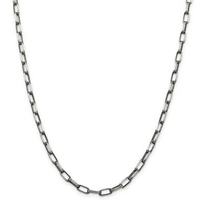 4.8mm Elongated Open Link Chain 26 Inch Sterling Silver Antiqued QFC139-26, MPN: QFC139-26,