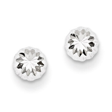 Polished &amp; Diamond-Cut Half Ball Post Earrings 14k White Gold XWE206, MPN: XWE206, 730703000297