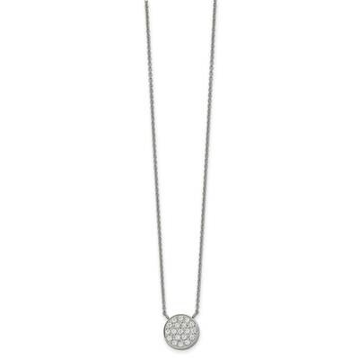 CZ Diamond Circle 17 Inch 2 Inch Extender Necklace Stainless Steel Polished SRN2750-17 by Chisel, M…