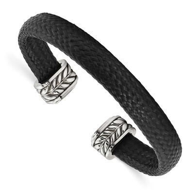 Edward Mirell Stainless Steel Black Carbon Fiber Cuff Bracelet by Edward Mirell, MPN: EMB184,