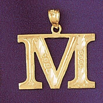 Dazzlers Jewelry Initial M Pendant Necklace Charm Bracelet in Yellow, White or Rose Gold 9571m, MPN…