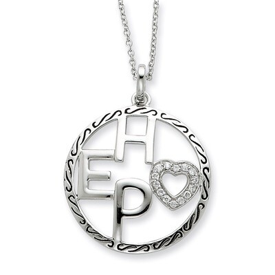 Diamond Hope 18 Inch Necklace Sterling Silver Antiqued QSX377, MPN: QSX377, 883957321851