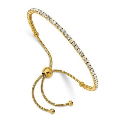 Yellow Ip-Plated Preciosa Crystal Adjustable Bracelet Stainless Steel Polished SRB2561, MPN: SRB256…