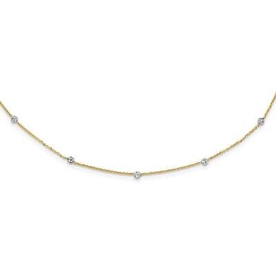 Polished &amp; Diamond-cut with 2 inch Extender Necklace 14k Gold &amp; White Rhodium SF2629-18, MPN: SF262…