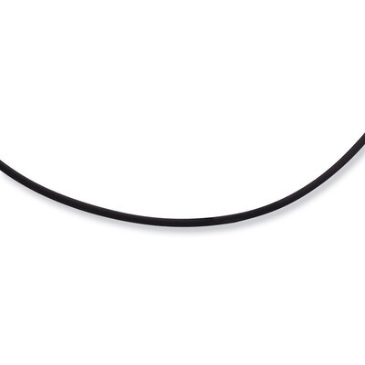 16 Inchch 2mm Black Rubber Cord Necklace Sterling Silver QG1256-16, MPN: QG1256-16, 191101274411