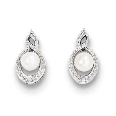 Pearl &amp; Diamond June Earrings Sterling Silver Cultured QBE18JUN, MPN: QBE18JUN, 886774646145