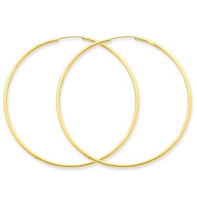 1.5mm Polished Round Endless Hoop Earrings 14k Gold XY1166, MPN: XY1166, 883957299518