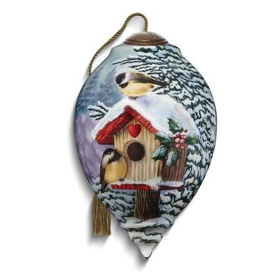 Neqwa Art Winter Birdhouse With Two Chickadees Ornament GM25398, MPN: GM25398, 842181125338