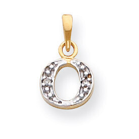 Polished .01ct Diamond Initial O Charm 14K Gold &amp; Rhodium YC250O, MPN: YC250O, 883957323527