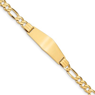 7 Inch Flat Figaro Link Soft Diamond Shape ID Bracelet 14k Gold LID81C-7, MPN: LID81C-7, 8839575906…