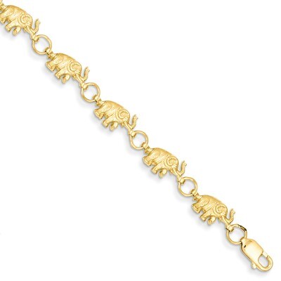 8in Diamond-cut Small Elephants with Trunks Raised Bracelet 8 Inch 14k Gold FB397-8, MPN: FB397-8, …