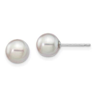 6-7mm Round Grey Saltwater Akoya Earrings 14k White Gold XFW352E, MPN: XFW352E, 191101800139