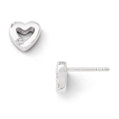 .04ct Diamond Heart Earrings Sterling Silver QW162, MPN: QW162, 883957315027