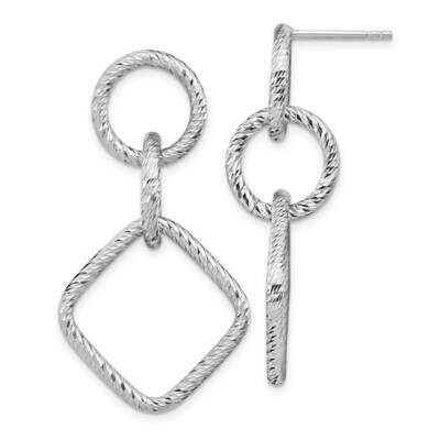 Leslie&#39;s Post Dangle Earrings Sterling Silver Rhodium-plated Diamond-cut HB-QLE1298, MPN: QLE1298, …