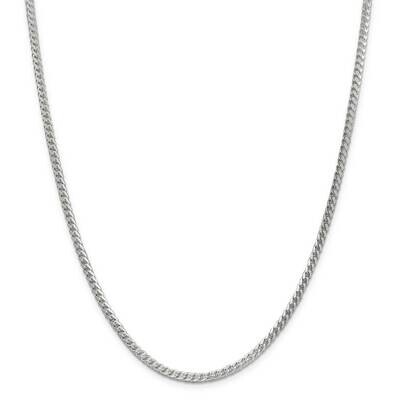 3.4mm Diamond-Cut Square Franco Chain 30 Inch Sterling Silver QQF100-30, MPN: QQF100-30,