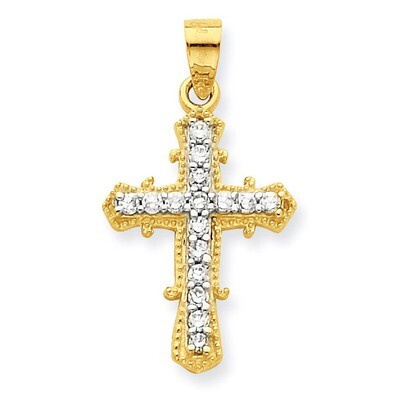 Cross Pendant 10k Gold Synthetic Diamond 10C1137, MPN: 10C1137, 886774020006