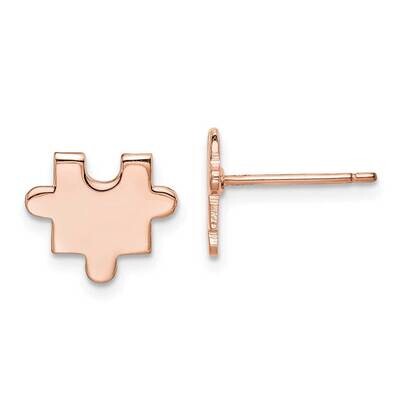 Polished Puzzle Piece Post Earrings Sterling Silver Rose-tone QE15125, MPN: QE15125, 886774015392
