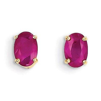6x4 Oval July/Ruby Post Earrings 14k Gold XBE19, MPN: XBE19, 883957086897