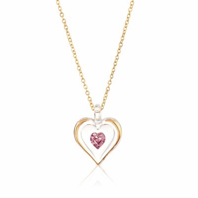 June Gold Trim Swarovski Birthstone Heart 18 inch Necklace GM9405, MPN: GM9405, 708873026485