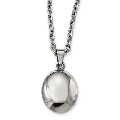 Hollow Puff Oval Necklace Stainless Steel Polished SRN2265-18 by Chisel, MPN: SRN2265-18, 191101559…