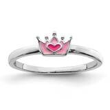 Childs Enameled Pink Crown Ring Sterling Silver Rhodium-plated QR6815, MPN: QR6815, 883957954639