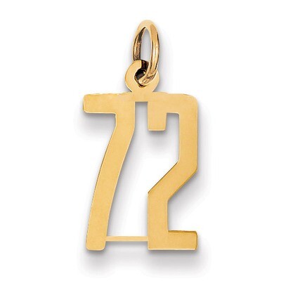Number 72 Charm 14k Gold Small Polished Elongated LES72, MPN: LES72, 883957591070