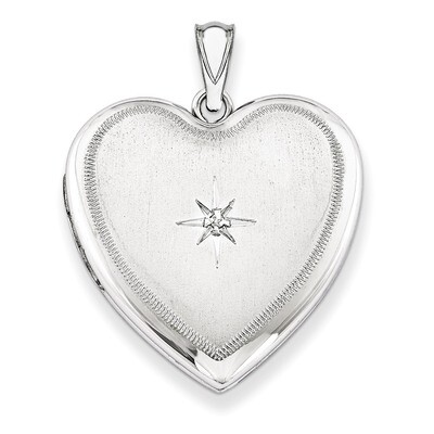 Heart Locket Sterling Silver &amp; Diamond 24mm Diamond-cut QLS400, MPN: QLS400, 883957567792