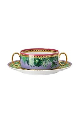 Versace Jungle Animalier Cream Soup Cup &amp; Saucer 6 3/4 Inch 10 oz, MPN: 19335-403713-10420, 7909551…