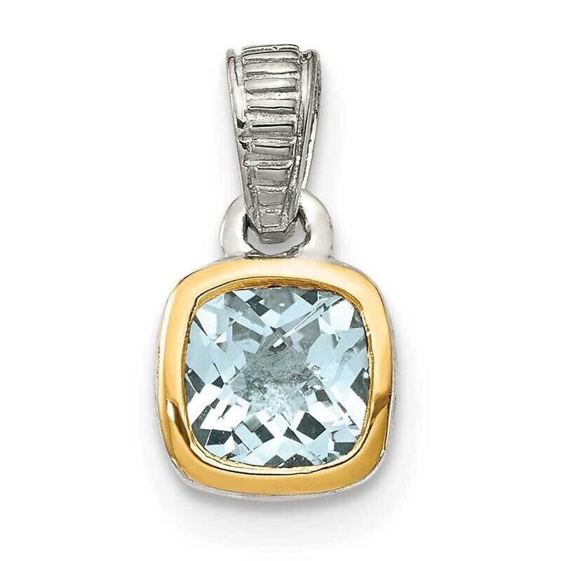 Aquamarine Pendant Sterling Silver with 14k Gold Accent QTC1700