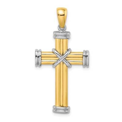Polished Cross Charm 14k Gold Rhodium K9033, MPN: K9033, 637218022113