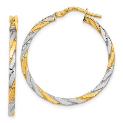 White Rhodium Polished Twist Hoop Earrings 14k Gold TF2084, MPN: TF2084, 883957988627