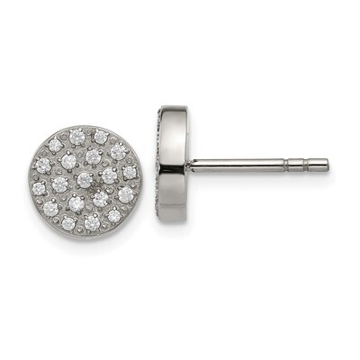 CZ Post Earrings Stainless Steel Polished SRE1304 by Chisel, MPN: SRE1304, 191101499463