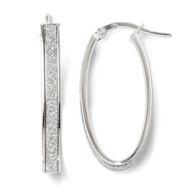 Leslie&#39;s Polished Glimmer Infused Oval Hoop Earrings - 14k White Gold HB-LE340, MPN: LE340, 8839570…