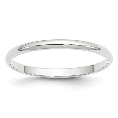2mm Lightweight Half Round Band 10k White Gold WHRL020 Engravable, MPN: WHRL020, 886774468853
