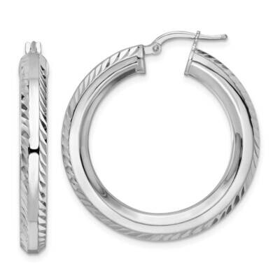 5x34mm Diamond-Cut Octagon Tube Hoop Earrings Sterling Silver Rhodium-Plated QE15871, MPN: QE15871,…