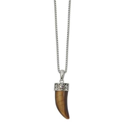 Tiger&#39;s Eye Horn 24 Inch Necklace Stainless Steel Polished SRN2723-24 by Chisel, MPN: SRN2723-24, 1…