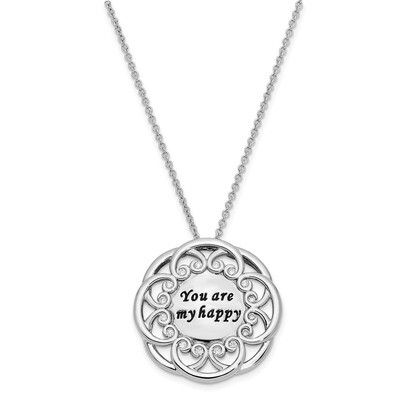 Antiqued You Are My Happy 18 Inch Necklace Sterling Silver CZ Diamond QSX656, MPN: QSX656, 88395789…
