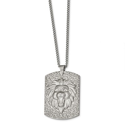 Matte Finish Lion&#39;s Head 24 inch Necklace Stainless Steel SRN2369-24 by Chisel, MPN: SRN2369-24, 19…