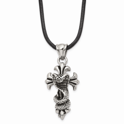 Antiqued Snake Cross Necklace Stainless Steel Polished SRN1720-20 by Chisel, MPN: SRN1720-20, 19110…