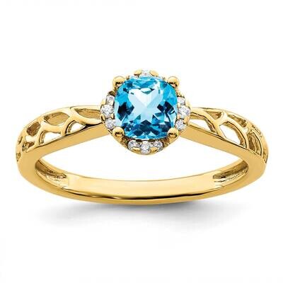 Polished Blue Topaz and Diamond Ring 14k Gold RM8151-BT-060-YA, MPN: RM8151-BT-060-YA,