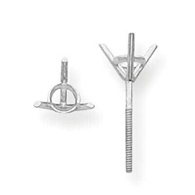 Round 3-Prong with Heavy Threaded Post .16ct. Earring Setting 18k White Gold 8W323, MPN: 8W323,