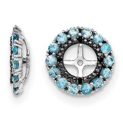 Swiss Blue Topaz &amp; Black Sapphire Earring Jacket Sterling Silver Rhodium QJ130DEC, MPN: QJ130DEC, 1…