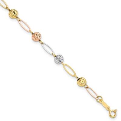 Diamond-Cut Beads Link Bracelet 14k Tri-Color Gold FB1892-7, MPN: FB1892-7, 883957811109
