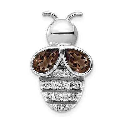 1.40 Smokey Quartz Bee Chain Slide 14k White Gold Diamond PM3995-SQ-025-WA, MPN: PM3995-SQ-025-WA, …