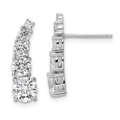 Rhodium-Plated Graduated CZ Diamond Post Earrings Sterling Silver Polished QE16239, MPN: QE16239, 1…