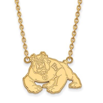 California State University Fresno Large Pendant with Chain Necklace Gold-plated Silver GP008CSF-18…